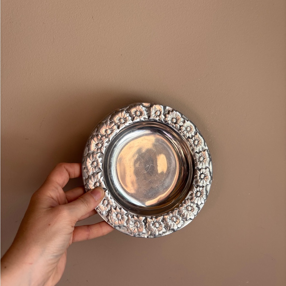Silver Floral Decorative Plate